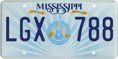 MS license plate LGX788