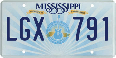 MS license plate LGX791