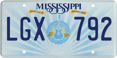 MS license plate LGX792