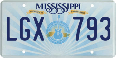 MS license plate LGX793