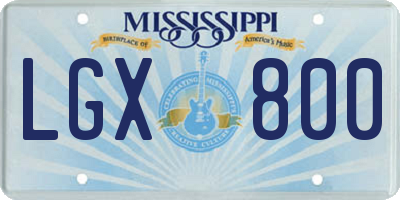 MS license plate LGX800