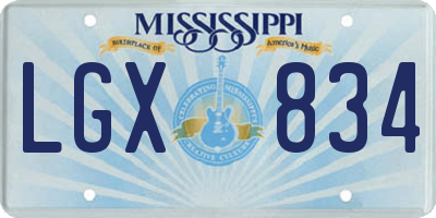 MS license plate LGX834