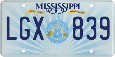 MS license plate LGX839