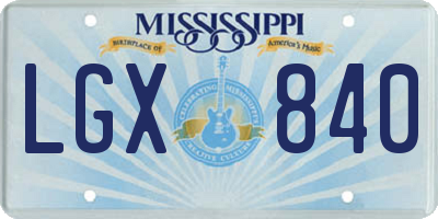 MS license plate LGX840