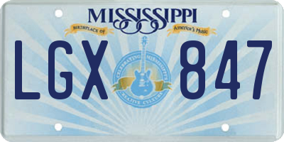 MS license plate LGX847
