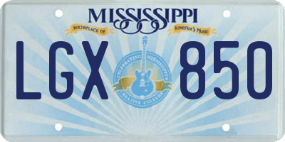 MS license plate LGX850