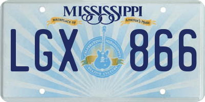 MS license plate LGX866