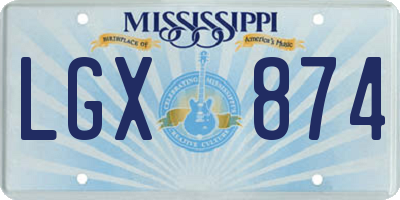 MS license plate LGX874