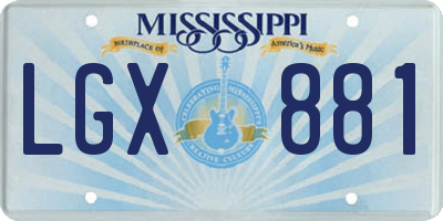 MS license plate LGX881