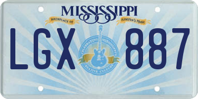MS license plate LGX887