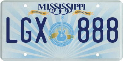 MS license plate LGX888