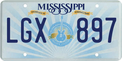 MS license plate LGX897