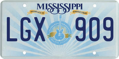 MS license plate LGX909