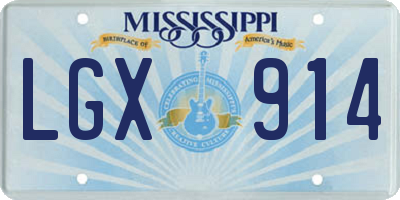 MS license plate LGX914