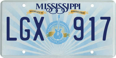 MS license plate LGX917