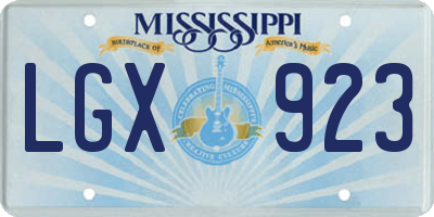 MS license plate LGX923