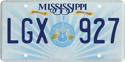MS license plate LGX927