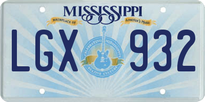 MS license plate LGX932