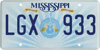 MS license plate LGX933