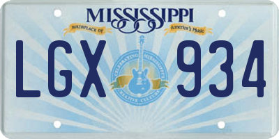 MS license plate LGX934