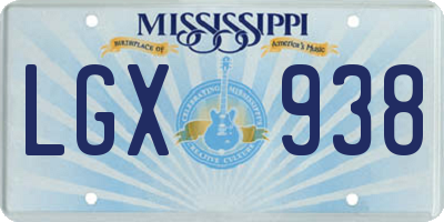 MS license plate LGX938
