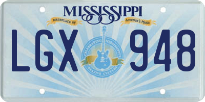 MS license plate LGX948