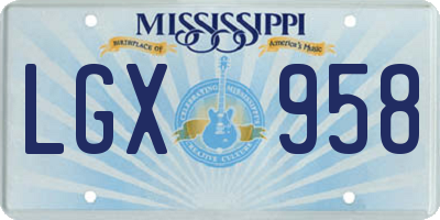 MS license plate LGX958