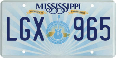 MS license plate LGX965