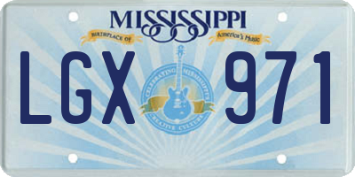 MS license plate LGX971
