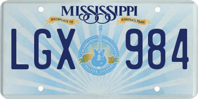 MS license plate LGX984