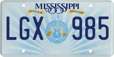 MS license plate LGX985