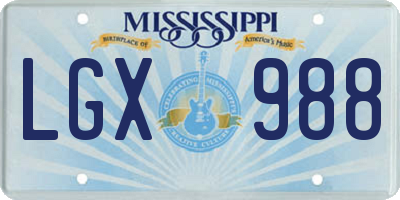 MS license plate LGX988