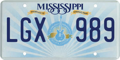 MS license plate LGX989