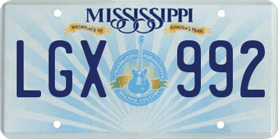 MS license plate LGX992