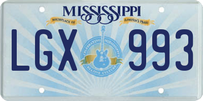 MS license plate LGX993
