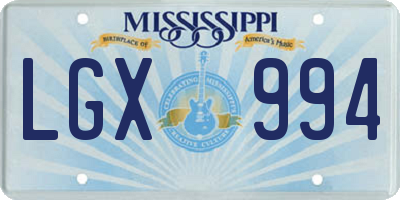 MS license plate LGX994
