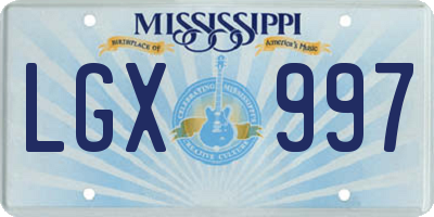 MS license plate LGX997