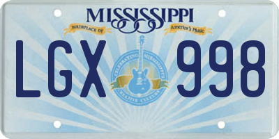 MS license plate LGX998