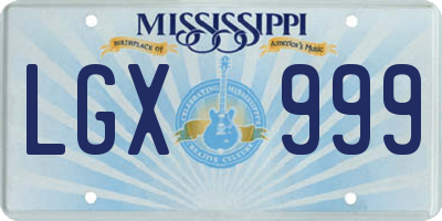 MS license plate LGX999