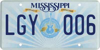 MS license plate LGY006