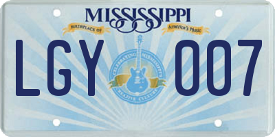 MS license plate LGY007