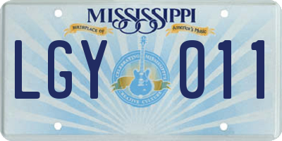 MS license plate LGY011