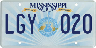 MS license plate LGY020