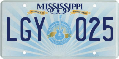 MS license plate LGY025
