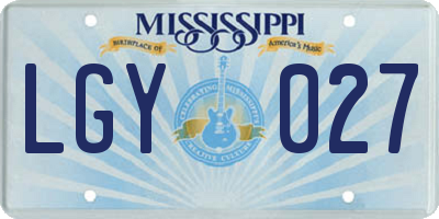 MS license plate LGY027