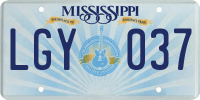 MS license plate LGY037