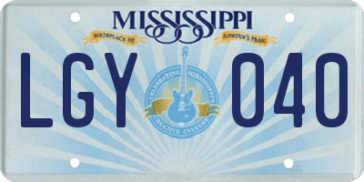 MS license plate LGY040