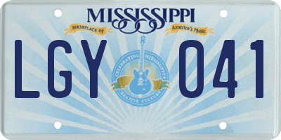 MS license plate LGY041