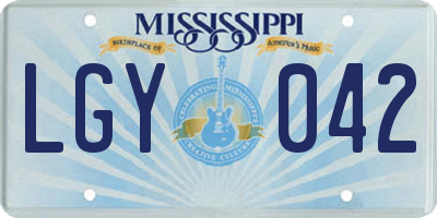 MS license plate LGY042