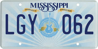 MS license plate LGY062